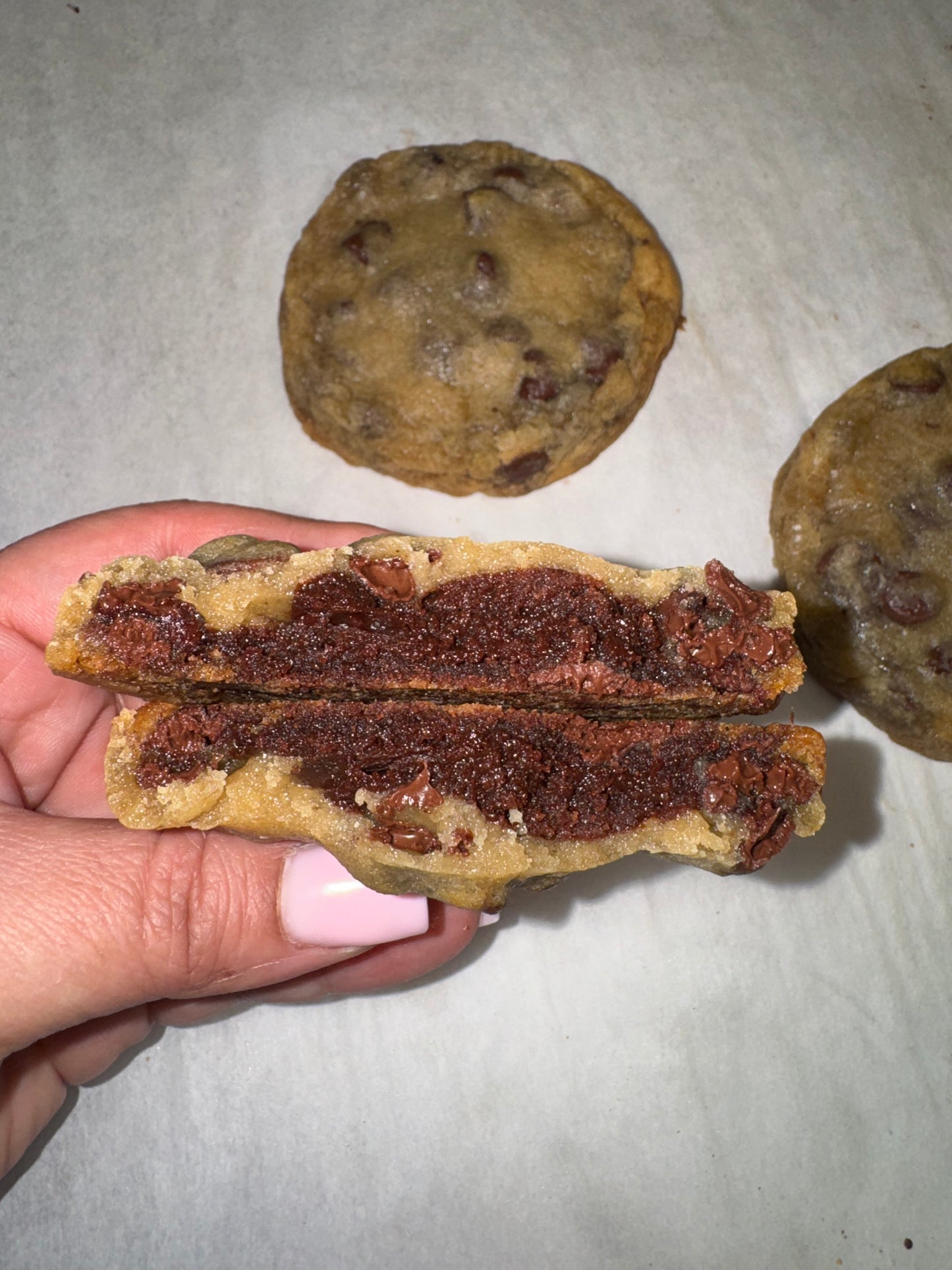 Walnut Brownie Stuffed Chocolate Chip